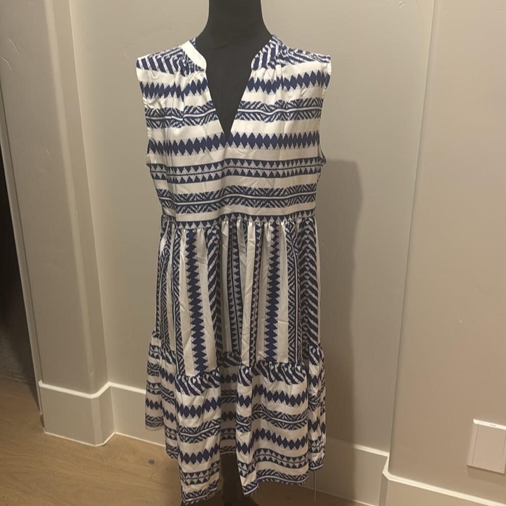 Cupshe Blue and White Patterned dress